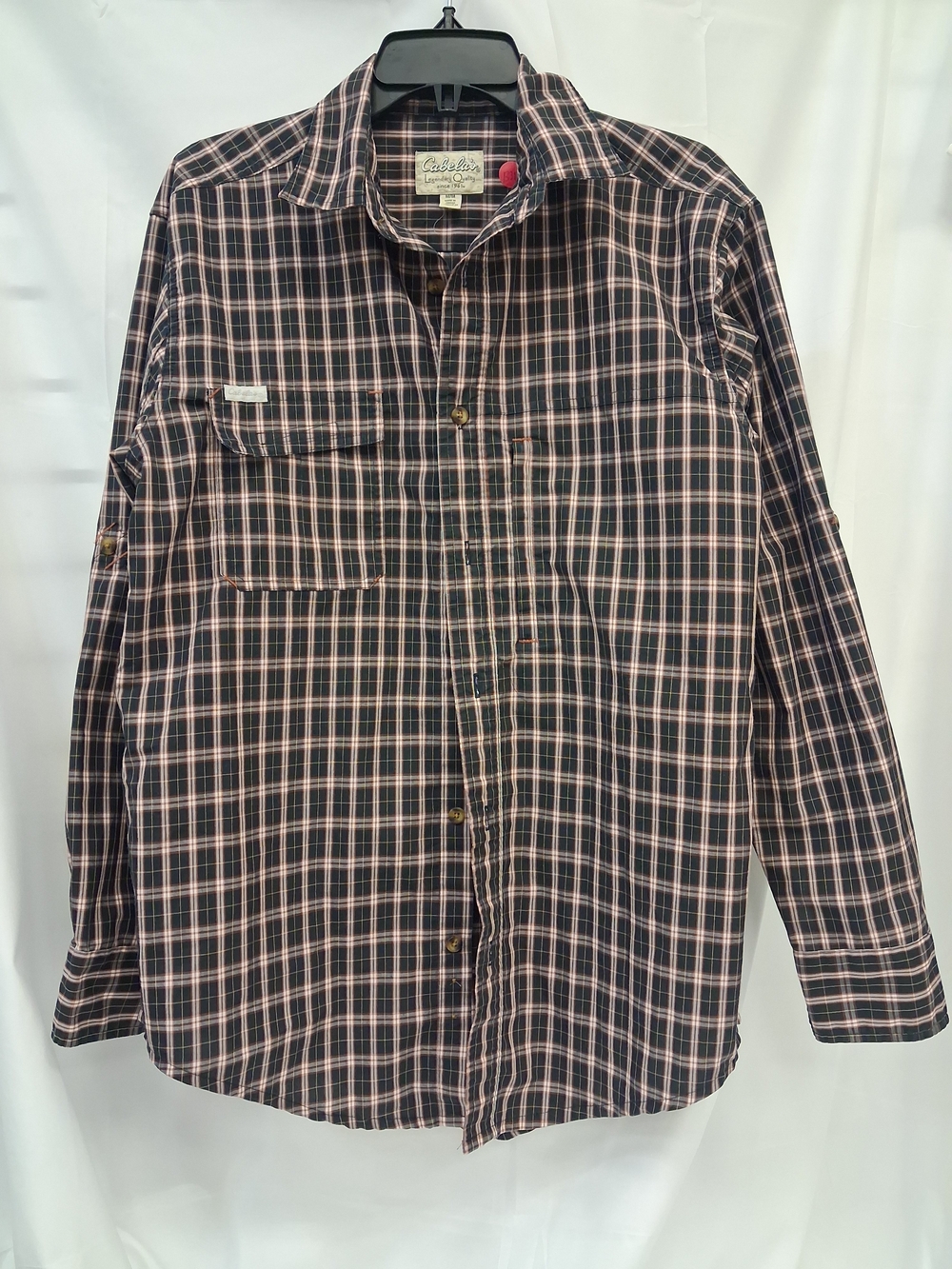 Cabela's Men's Plaid Button-Down Shirt - Black & Pink